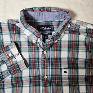 Croft And‎ Barrow Shirt Button Down Long Sleeve Plaid Multicolor Holidays